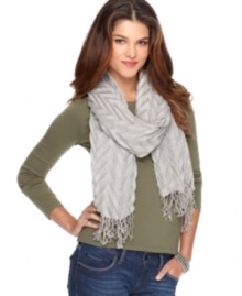 Add depth to your look with the airy knit of this layering scarf in light, earthy hues. By Jones New York.