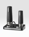 The ultimate accessory for wine connoisseurs of every vintage, fully automated with the essential tools for opening and preserving every bottle. The handsomely rubberized base charges an automatic bottle opener that easy removes up to 50 synthetic corks with every charge. Alongside it rests an electric wine preserver that easily removes oxygen from already-opened bottles.