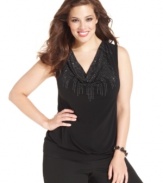 Sparkle this season with Style&co.'s sleeveless plus size top, featuring an embellished front!