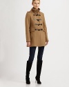Featuring leather details, classic toggles and a removable hood, this coat made from Italian fabrication is a cold-weather must-wear.Removable hoodRibbed knit-detailed collarConcealed zipper frontToggle closureFlap pocketsFully linedAbout 31 from shoulder to hem80% wool/20% nylonDry cleanImported of Italian fabric Model shown is 5'11 (180cm) wearing US size 2. 