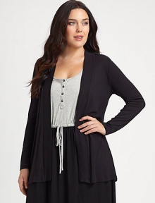 Perhaps the softest design you'll wear all season, this layering piece is made from an exquisite combination of supima cotton and micro modal.Cardigan designAbout 33 from shoulder to hem50% supima cotton/50% micro modalMachine washMade in USA Perhaps the softest design you'll wear all season, this layering piece is made from an exquisite combination of supima cotton and micro modal.Cardigan designAbout 33 from shoulder to hem50% supima cotton/50% micro modalMachine washMade in USA