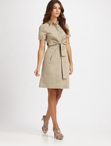 A crisp poplin shirtdress with sleek appeal, courtesy of a hidden button front and pretty Princess seams. Collar neckShort sleevesConcealed button frontSlash pocketsAbout 38 from shoulder to hem67% cotton/28% polyester/5% elastaneDry cleanImported Model shown is 5'9½ (176cm) wearing US size 4. OUR FIT MODEL RECOMMENDS ordering true size. 