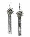 Eclectic elegance. This pair of linear earrings from Kenneth Cole New York is crafted from hematite-tone mixed metal with silver-tone faceted beads clustered together and a multi-chain fringe effect for postmodern appeal. Approximate drop: 4-1/4 inches.