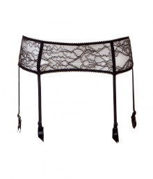 Ing?nue black lace garter belt from Kiki de Montparnasse - Turn up the heat with this retro-inspired lace garter belt - Delicate floral lace with four suspenders - Pair with back-seam stockings for a sexy look Ing?nue black lace garter belt from Kiki de Montparnasse - Turn up the heat with this retro-inspired lace garter belt - Delicate floral lace with four suspenders - Pair with back-seam stockings for a sexy look