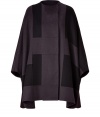 The epitome of modern elegance, Akris patchworked cashmere cape guaranteed a polished finish to your cool weather wardrobe - Rounded neckline, button-down front, arm holes at side seams - Easy draped fit - Team with tailored separates and sleek leather accessories