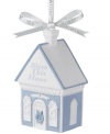 Built in traditional Wedgwood style, the Bless This Home ornament commemorates the 2012 holiday in blue and white porcelain with intricate sculpted detail.