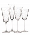 A series of etched, looping ribbons set on sleekly-shaped stemware brings style and sophistication to any affair. Iced beverage glass shown far left.