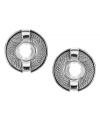 Simple circles lend a look of total elegance. AK Anne Klein's clip-on button earrings are embellished with mesh detail and imitation pearls. Set in imitation rhodium-plated mixed metal. Approximate diameter: 1 inch.