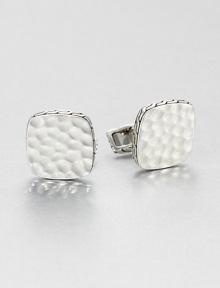 From the Palu Collection. Hammered by hand, the undulating surface of this striking square design is meant to evoke the mottled surface of the moon.Sterling silverSwivel backMade in Bali From the Palu Collection. Hammered by hand, the undulating surface of this striking square design is meant to evoke the mottled surface of the moon.Sterling silverSwivel backMade in Bali