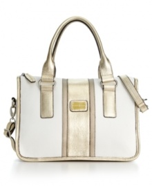Playful yet professional, this gorgeous satchel by Etienne Aigner is ideal for the office and beyond. With polished goldtone hardware and on-trend colorblock detail, this look will be sure to turn more than a few heads. Playful yet professional, this gorgeous satchel by Etienne Aigner is ideal for the office and beyond. With polished goldtone hardware and on-trend colorblock detail, this look will be sure to turn more than a few heads.