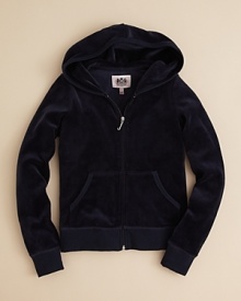 Crown your little princess with a luxurious hoodie, adorned with Juicy Couture's delightful sequin crown logo. Crown your little princess with a luxurious hoodie, adorned with Juicy Couture's delightful sequin crown logo.