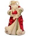 Inspired by the Twas the Night Before Christmas poem, this traditional Santa figurine warms your heart as Santa hold a pipe in his mouth with a heart-shaped smoke wreath encircling him.