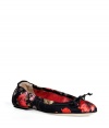 Bring feminine flair to your look with these versatile floral flats from D&G Dolce & Gabbana - Rounded toe, front bow detail, all-over print, leopard print lining - Wear with a full skirt and a blouse, or an elevated jeans and tee ensemble