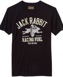 Hop to it. Move your casual wardrobe into the fast lane with this graphic tee from Lucky Brand Jeans. Hop to it. Move your casual wardrobe into the fast lane with this graphic tee from Lucky Brand Jeans.