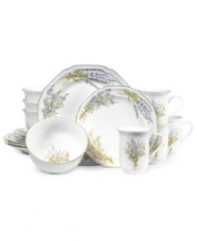 An inspiration for home chefs, Mikasa's Botanical Bouquet dinnerware set garnishes the table with garden-fresh sage, rosemary and thyme. Old-world styling meets modern convenience in scalloped porcelain made for easy heating and cleanup. An inspiration for home chefs, Mikasa's Botanical Bouquet dinnerware set garnishes the table with garden-fresh sage, rosemary and thyme. Old-world styling meets modern convenience in scalloped porcelain made for easy heating and cleanup.