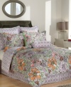 A garden of dreams. Whimsical flowers and fanciful butterflies charm the Eliza comforter set with a decidedly artistic sensibility. A patterned bedskirt, European shams and the comforter reverse accent this carefree set with pops of cool color. What's more, you can flip the comforter to create a new look!