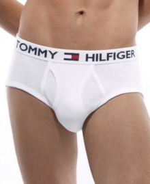 Tonal trim and a contrast logo waistband give this classic ribbed brief a modern update. Tonal trim and a contrast logo waistband give this classic ribbed brief a modern update.