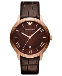 A richly designed watch from Emporio Armani with rosy and chocolate colors. A richly designed watch from Emporio Armani with rosy and chocolate colors.