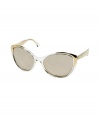 The ultimate luxurious accessory for the sun, Dolce & Gabbanas 18kt gold-plated sunglasses are both modern and glamorous, and incredibly chic - Transparent acetate rounded frames with encased 18kt gold-plated corners, mirrored gold lenses, embedded 18kt gold-plated handles with transparent casing, pins and engraved logo at temples - Lens filter category 2 - Comes with a leather box and soft leather carrying case with engraved logo plaque