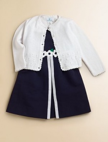 Dainty flowers are embroidered on the front of a cozy cotton cardigan with scalloped trim.Round neckline with scalloped crochet trimLong sleeves with scalloped crochet trimButton front with scalloped crochet trimScalloped crochet hemCottonMachine washImported Please note: Number of buttons may vary depending on size ordered. Dainty flowers are embroidered on the front of a cozy cotton cardigan with scalloped trim.Round neckline with scalloped crochet trimLong sleeves with scalloped crochet trimButton front with scalloped crochet trimScalloped crochet hemCottonMachine washImported Please note: Number of buttons may vary depending on size ordered.