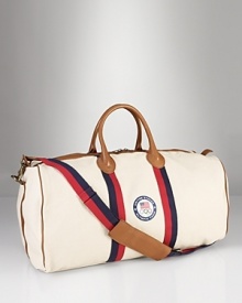 Our cotton twill duffle celebrates Team USA's participation in the 2012 Olympic Games and is finished with signature embroidery and timeless details. Our cotton twill duffle celebrates Team USA's participation in the 2012 Olympic Games and is finished with signature embroidery and timeless details.