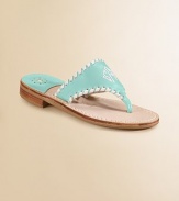 EXCLUSIVELY AT SAKS. Thong-style leather sandals are constructed with Navajo inspiration and contrast whipstitch detail. Heel height, ¾ Leather lining Leather/synthetic sole Made in USAFOR PERSONALIZATION Select a quantity, then scroll down and click on PERSONALIZE & ADD TO BAG to choose and preview your personalization options. Please allow 3 to 4 weeks for delivery.
