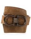 Salvatore Ferragamo Double Gancini Brown Suede Belt