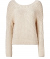 Perfect for transitioning into the new season, Vinces hand knit cotton sweater is a trend-right take on this timeless summer style - Wide neckline, long sleeves, dropped shoulders, ribbed trim - Cropped, boxy fit - Wear with a tissue tee, shorts and leather sandals