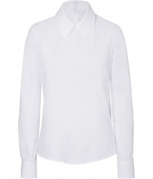 The classic white shirt gets an ultra modern remake in this zippered version from Jil Sander Navy - Spread collar with back button closures, long sleeves, wide buttoned cuffs, concealed back zip - Slim tailored fit - Wear with slim trousers, a pencil skirt, or jeans The classic white shirt gets an ultra modern remake in this zippered version from Jil Sander Navy - Spread collar with back button closures, long sleeves, wide buttoned cuffs, concealed back zip - Slim tailored fit - Wear with slim trousers, a pencil skirt, or jeans