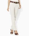 Lauren Jeans Co.'s casual petite pant tailored from soft, durable cotton is crafted in a cropped, straight-leg silhouette for the ultimate in comfort and style.