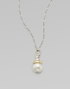 From the Bedeg Collection. A graceful pendant in a textured setting of sterling silver and 18k gold with a lustrous pearl drop and a sparkling white sapphire accent.White sapphireWhite pearlSterling silver and 18k yellow goldChain length, about 18Pendant length, about ¾Lobster claspImported