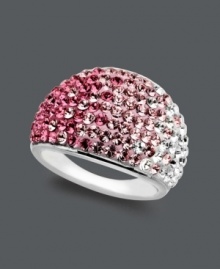 Frost yourself in a fabulous array of pinks. Kaleidoscope's blush-worthy cocktail ring features a dome shape accentuated by white, light rose, and rose crystals with Swarovski elements. Crafted in sterling silver. Size 6, 7, 8 and 9. Frost yourself in a fabulous array of pinks. Kaleidoscope's blush-worthy cocktail ring features a dome shape accentuated by white, light rose, and rose crystals with Swarovski elements. Crafted in sterling silver. Size 6, 7, 8 and 9.