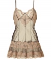 Bring luxury into the bedroom with this ultra-stylish chiffon baby doll from La Perla by Jean Paul Gaultier - V-neck with lace detail, adjustable straps, front seaming detail, tired lace hem, semi-sheer - Wear underneath a revealing dress or pair with panties for stylish lounging