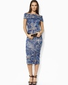 An elegant batik print lends effortless glamour to the breezy Polina cowlneck dress in featherweight fine-ribbed cotton.