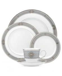 Lenox revives a classic pattern in the Ashcroft place setting. Intricate medallions, traditional beading and sumptuous platinum bring the best of the old-world design to today's formal tables.