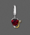 Indulge your mischievous side with this heart-shaped red topaz charm (1-5/8 ct. t.w.) set in sterling silver. 14k gold devil's tail peeks our, featuring diamond accent. Approximate drop: 3/4 inch.