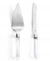 Handcrafted with faceted handles in twinkling glass, the Lucy cake knife and server from plate wedding cake and holiday pies with magnificent flair. A perfect gift for stylish hosts and happy couples, hallmarked with the designer's signature.