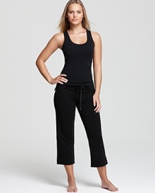 The scalloped lace trim on the tank and cropped length of the pants give this basic OnGossamer set a fresh, updated feel.