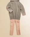 A luxurious hoodie with dress shirt cuffs and details on the sleeves, finished with a touch of cashmere. Long cuffed sleeves Pull-on style Side slash pockets Ribbed hem 95% cotton/5% cashmere Machine wash Imported