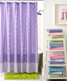 Put a bit of pep into your daily routine with this brightly-colored Bambini shower curtain, featuring whimsical stars, dots and stripes for a playful addition to your bathroom. Mix and match with the coordinating towel collections for a fresh look. Put a bit of pep into your daily routine with this brightly-colored Bambini shower curtain, featuring whimsical stars, dots and stripes for a playful addition to your bathroom. Mix and match with the coordinating towel collections for a fresh look.