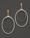 Blending hammered dark and light silver hoops with 24 Kt. yellow gold, this elegant earring brings subtle textures to your look.