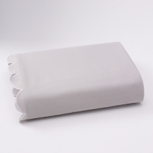 Solid jacquard, 400-thread count flat sheet with scalloped hem detail. Pillowcases feature a French closure. Fitted sheet has elastic all around and an 18 pocket to fit most mattresses. Solid jacquard, 400-thread count flat sheet with scalloped hem detail. Pillowcases feature a French closure. Fitted sheet has elastic all around and an 18 pocket to fit most mattresses.