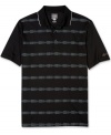 Golf clothes made right. You'll be on par for great comfort and style with this striped performance polo golf shirt from Greg Norman for Tasso Elba, featuring PlayDry technology.