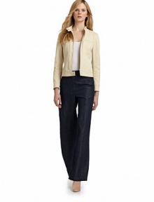 THE LOOKStand collar with snap closureZip-front closure, snaps at hemLong sleeves with snap cuffsFront zip pocketsTHE FITAbout 22½ from shoulder to hemTHE MATERIALCottonCARE & ORIGINDry cleanImportedModel shown is 5'11 (180cm) wearing US size 4. 