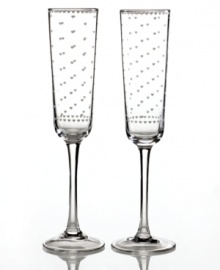 Dotted with hearts, Sweethearts toasting flutes are simultaneously classic and cute in clear glass. A special gift to give and to get from Martha Stewart Collection. Dotted with hearts, Sweethearts toasting flutes are simultaneously classic and cute in clear glass. A special gift to give and to get from Martha Stewart Collection.