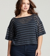 JET Plus Size Striped Boxy Sweater