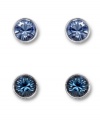 Sea and be seen: Reminiscent of the colors of the ocean, Swarovski's stud earrings set is adorned with beautiful teal and pale blue-hued crystals. Set in silver tone mixed metal. Approximate diameter: 2/10 inch.