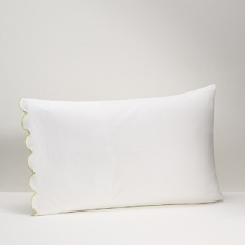 400-thread count cotton with unique scalloped hem detail on a solid jacquard and very subtle polka dot accents. Pillowcases feature a French closure. Fitted sheet has elastic all around and an 18 pocket to fit most mattresses. 400-thread count cotton with unique scalloped hem detail on a solid jacquard and very subtle polka dot accents. Pillowcases feature a French closure. Fitted sheet has elastic all around and an 18 pocket to fit most mattresses.