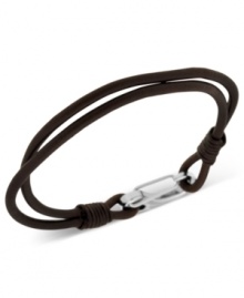 It's a wrap. This trendy, yet understated, men's wrap bracelet amps up any look with a thin, doubled black leather band and stainless steel clasp. Approximate length: 8-1/4 inches. It's a wrap. This trendy, yet understated, men's wrap bracelet amps up any look with a thin, doubled black leather band and stainless steel clasp. Approximate length: 8-1/4 inches.