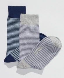Change up your casual pattern with a pair of these striped socks from Club Room. Change up your casual pattern with a pair of these striped socks from Club Room.